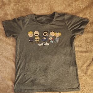 Peanuts Gray Kids Tee with Cartoon Characters Sz L